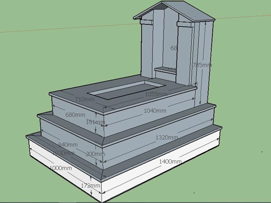 Kích thước tiêu chuẩn mộ đá đơn