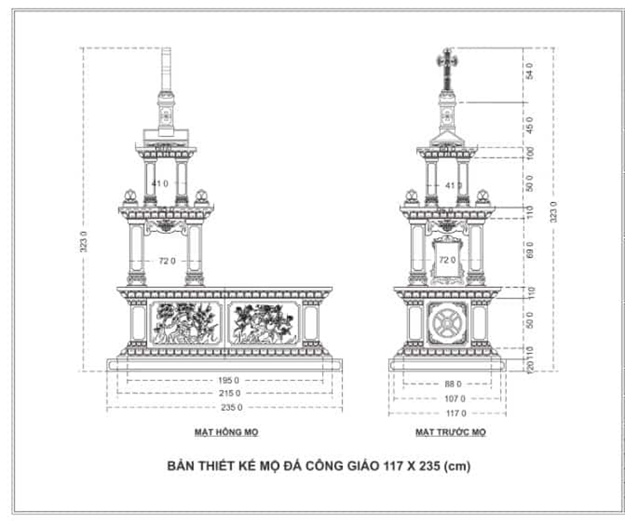 Kích thước phù hợp phong thủy khi xây dựng mộ đá Công Giáo