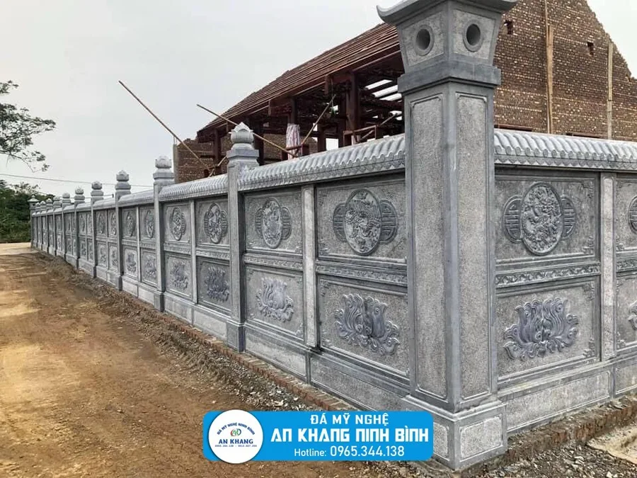 Hàng rào tường đá mỹ nghệ cho các công trình tâm linh như đền, đình, chùa, nhà thờ..